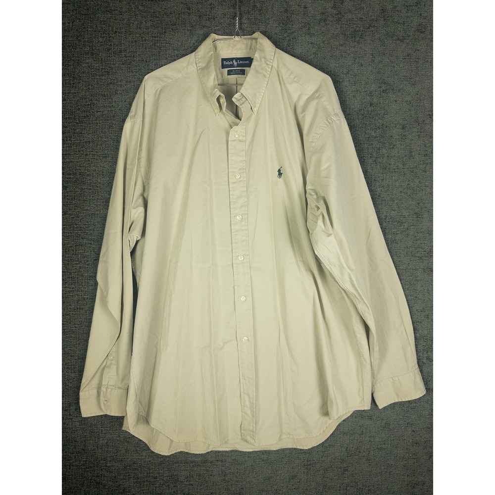 Ralph Lauren Blake Button Down Shirt Mens XL Khaki Tan Preppy Old Money